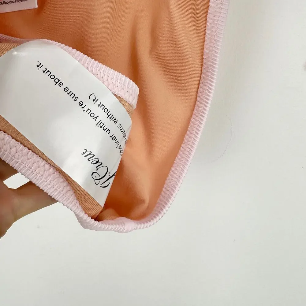 J.Crew Ribbed Ribbed Curved Waist Cheeky String Bikini Bottom Pink XL NWT